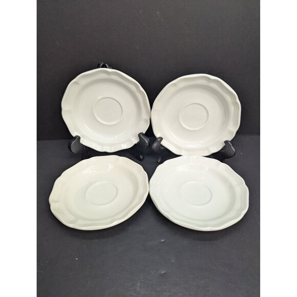 Mikasa French Countryside F9000 White Scalloped Edge 6 1/8" Saucer Set of 4 - Picture 2 of 9